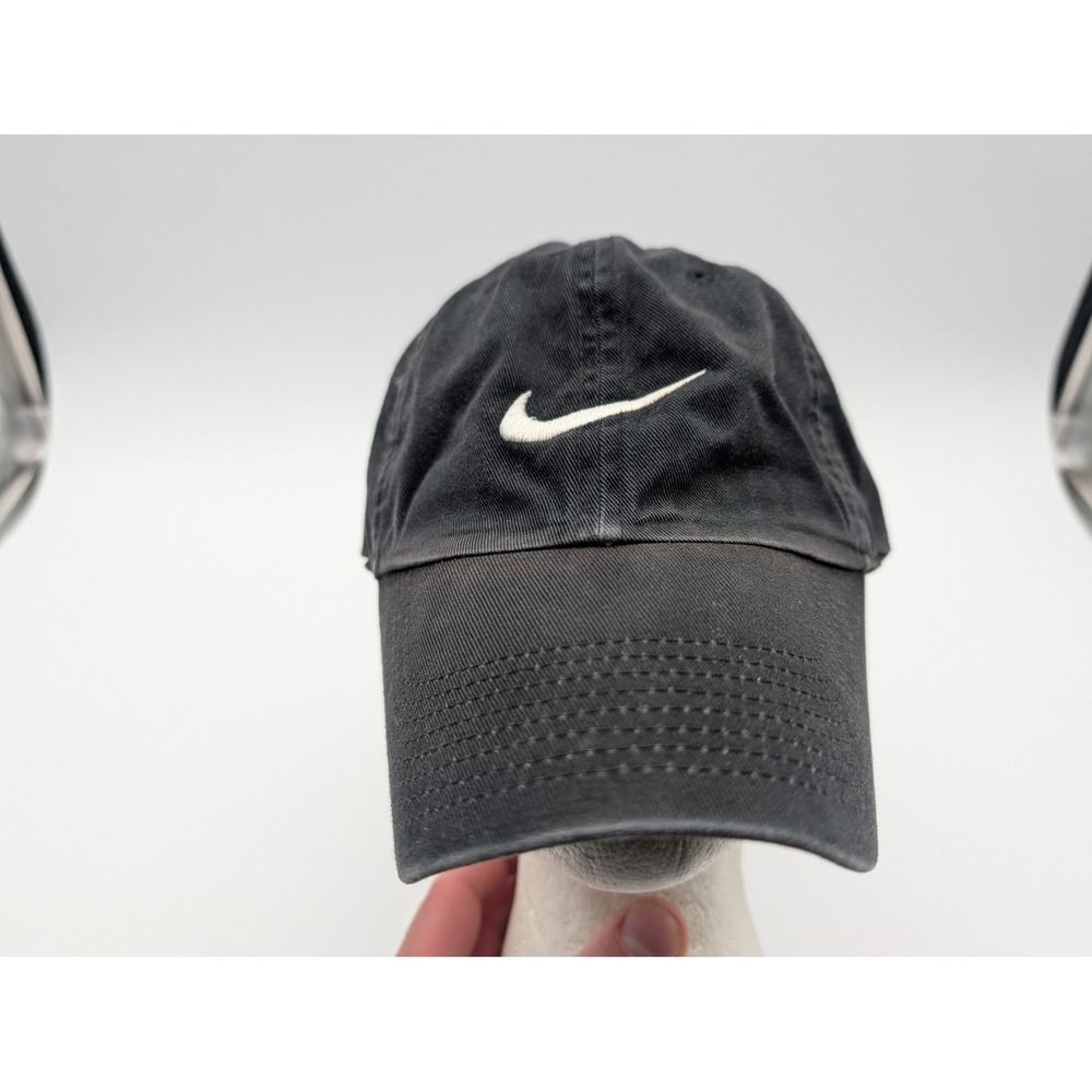 Nike Heritage86 Adjustable Hat Black Cotton Swoosh Dad Cap 447180-00A